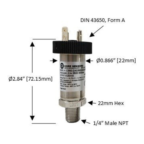 CS80 Intrinsically Safe Pressure Transducer, 50-30,000 PSI