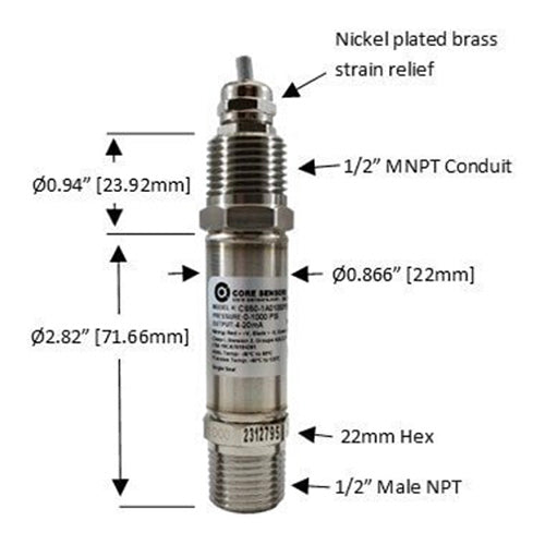 CS81 Intrinsically Safe Low Pressure Transducer, 1-49 PSI