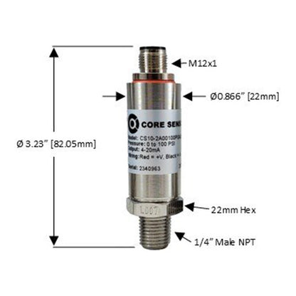 CS10 Industrial Pressure Transducer, Vacuum - 45,000 PSI