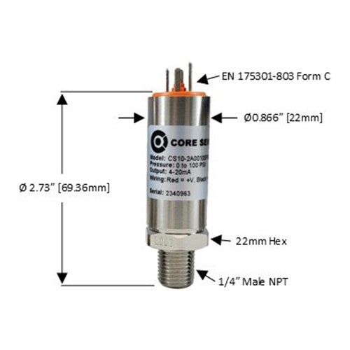 CS10 Industrial Pressure Transducer, Vacuum - 45,000 PSI